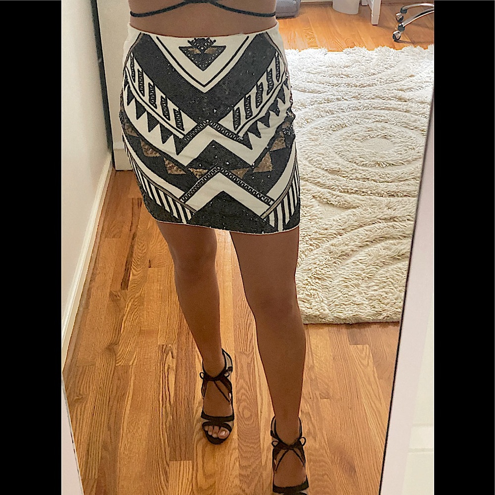 high waisted sequin mini skirt